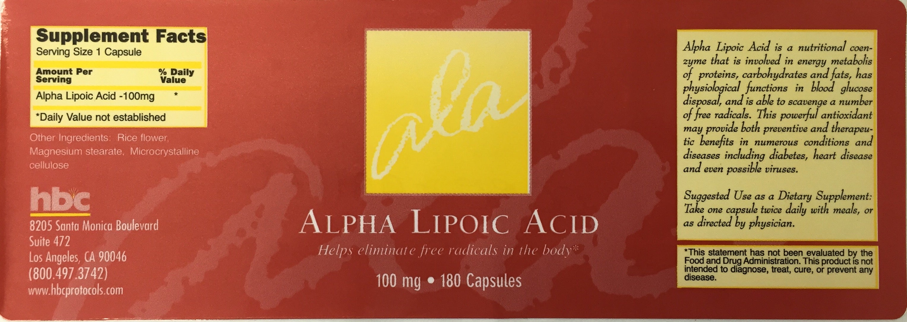 Alpha Lipoic Acid - 180 capsules | 100mg