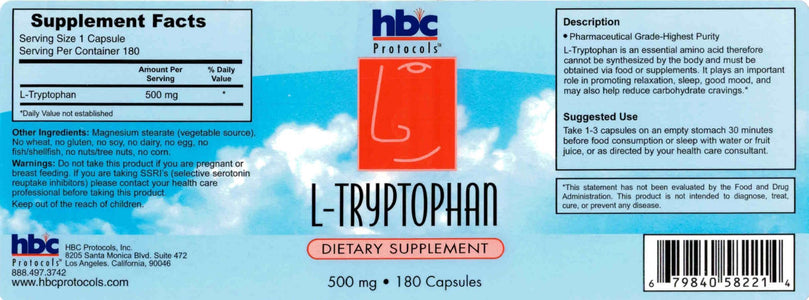 L-Tryptophan - 180 Capsules
